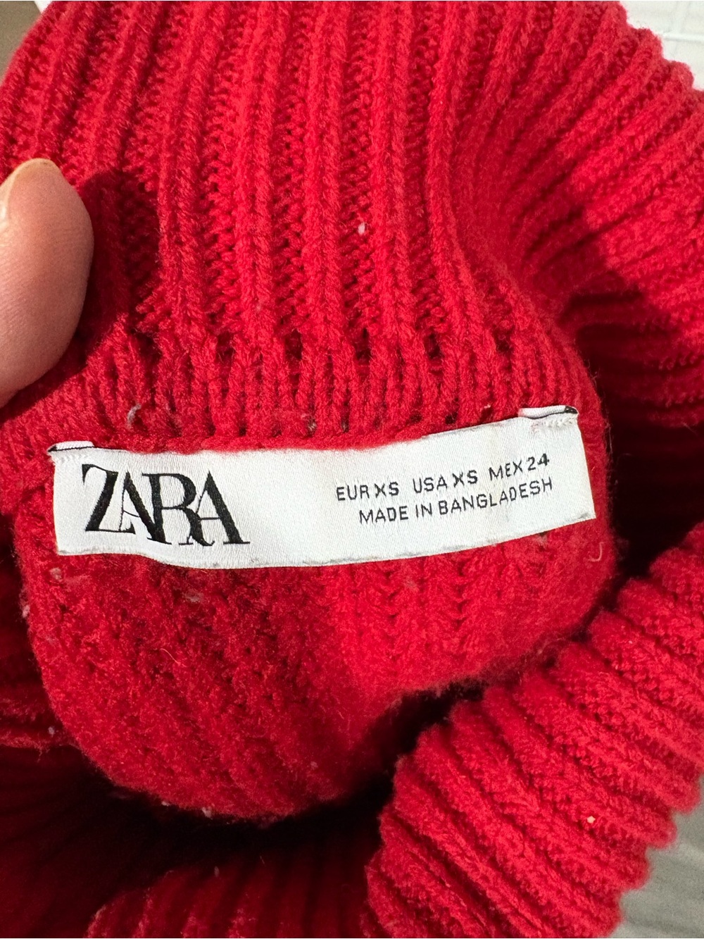 Zara Red Ribbed Cowl Neck Sweater - Picture 3 of 3